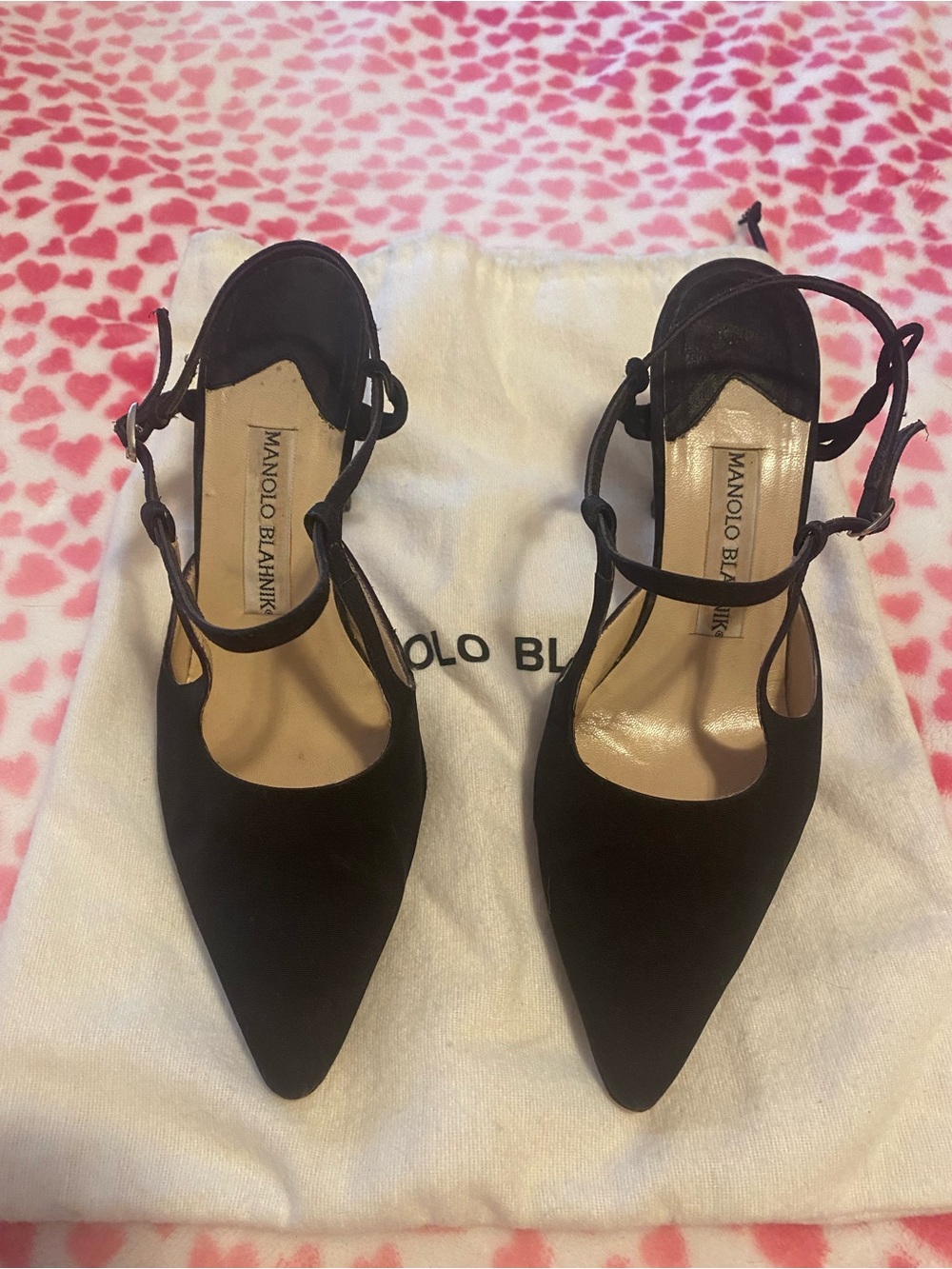 Manolo Blahnik Black Satin vintage size 7